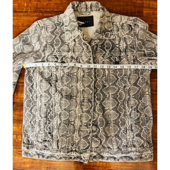 BlankNYC Women Snakeskin Print Coquette Thick Denim Button-Up Front Jacket Sz XS - Picture 5 of 7